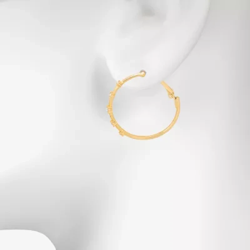 Bijoux Bar Delicates Gold Tone Womens Glass 35mm Round Hoop Earrings