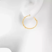 Bijoux Bar Delicates Gold Tone Womens Glass 35mm Round Hoop Earrings