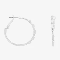 Bijoux Bar Delicates Silver Tone Womens Glass 35mm Round Hoop Earrings