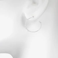 Bijoux Bar Delicates Silver Tone Womens Glass 35mm Round Hoop Earrings