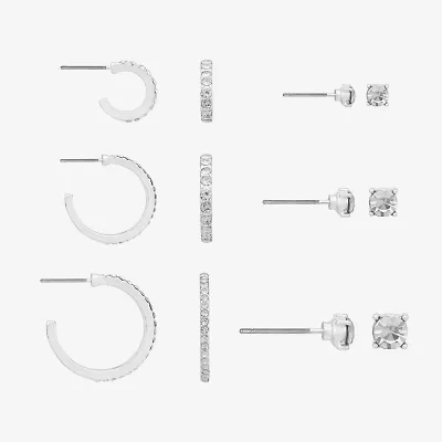 Bijoux Bar Delicates Womens Glass Round 6 Pair Earring Set