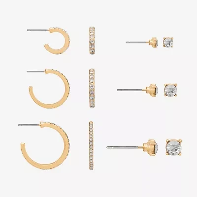 Bijoux Bar Delicates Womens Glass Round 6 Pair Earring Set