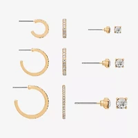 Bijoux Bar Delicates Womens Glass Round 6 Pair Earring Set