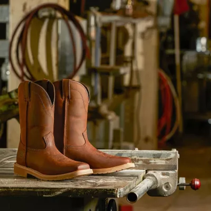 Justin Mens Work Stampede Square Toe Boots