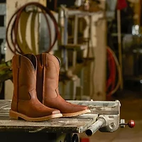 Justin Mens Work Stampede Square Toe Boots