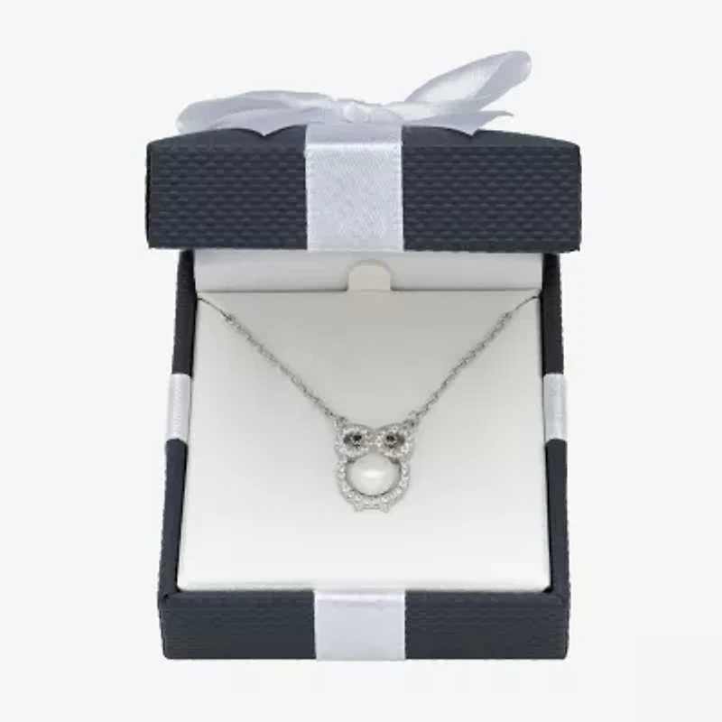 Owl Womens White Cultured Freshwater Pearl Sterling Silver 16 Inch Pendant Necklace