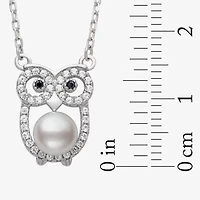 Owl Womens White Cultured Freshwater Pearl Sterling Silver 16 Inch Pendant Necklace