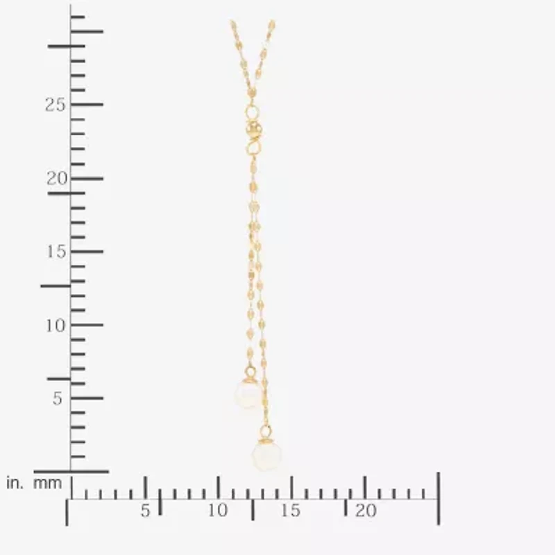 Womens White 10K Gold 17 Inch Y Necklace