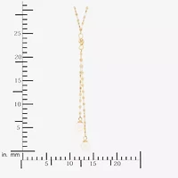 Womens White 10K Gold 17 Inch Y Necklace