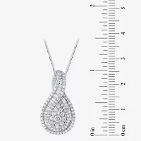 Diamond Blossom Womens 1 CT. T.W. Natural White Diamond 10K White Gold Pear 18 Inch Pendant Necklace