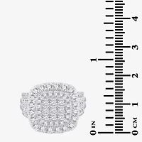 3 CT.T.W. Natural Diamond Cushion Shape Side Stone Halo Engagement Ring 10K or 14K White Gold