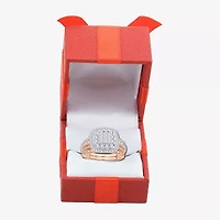 Womens 2 CT. T.W. Natural White Diamond 10K Rose Gold Cushion Halo Bridal Set