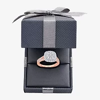 (H-I / I1) Womens 1 CT. T.W. Lab Grown White Diamond 10K or 14K Gold Cushion Side Stone Halo Engagement Ring