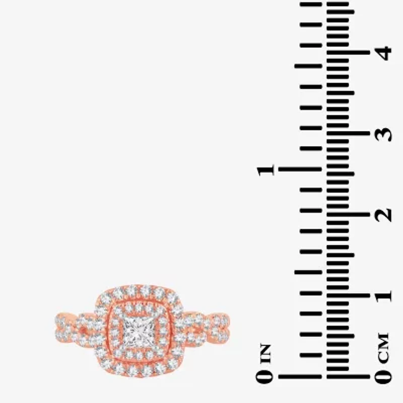 (H-I / Si1-Si2) Womens 1 CT. T.W. Lab Grown White Diamond 10K Gold Cushion Engagement Ring