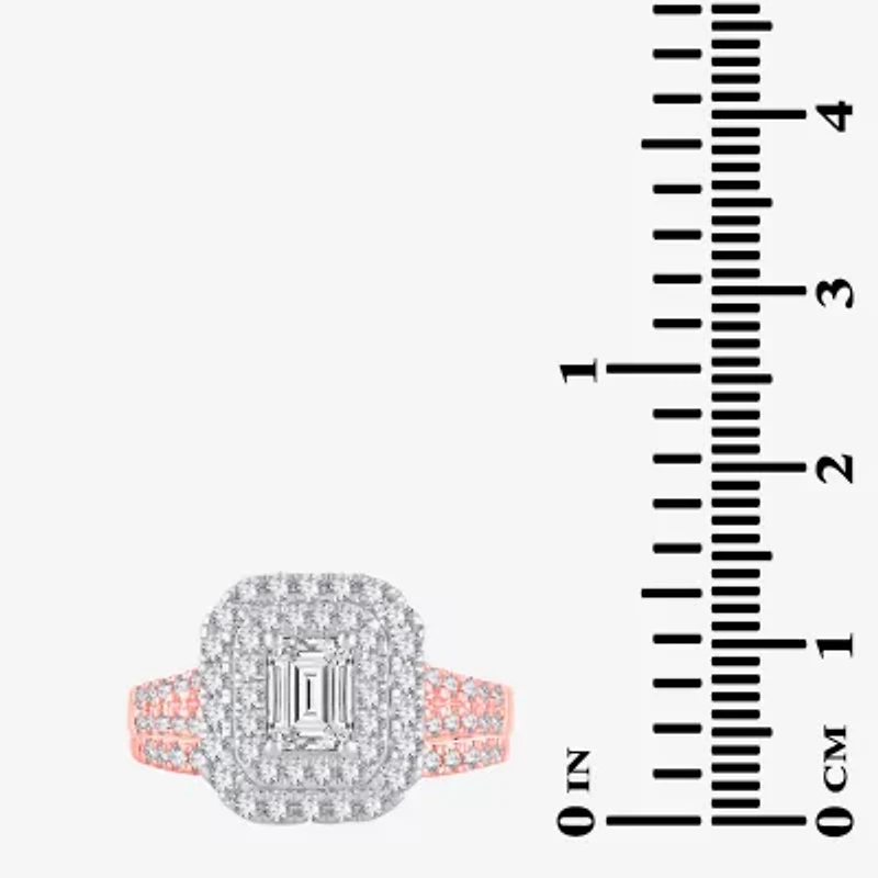 Signature By Modern Bride 1 1/2 CT. T.W. Lab-Grown (H-I / SI1-SI2) Diamond 10K or 14K Gold Emerald Halo Bridal Set