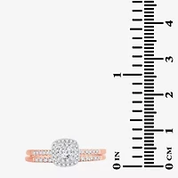 H-I / Si1-Si2) Womens 2 CT. T.W. Lab Grown White Diamond 10K or 14K Gold Cushion Side Stone Halo Bridal Set