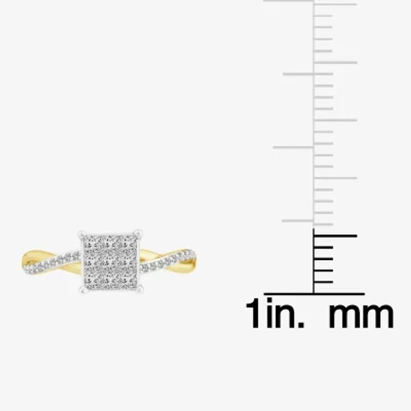 Womens 1/2 CT. T.W. Natural White Diamond 10K Gold Bypass  Engagement Ring