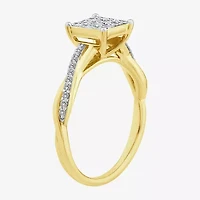 Womens 1/2 CT. T.W. Natural White Diamond 10K Gold Bypass  Engagement Ring