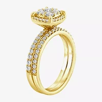 Womens 1 CT. T.W. Natural White Diamond 10K Gold Halo Engagement Ring