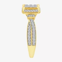 Womens Natural White Diamond 10K Gold Halo Engagement Ring