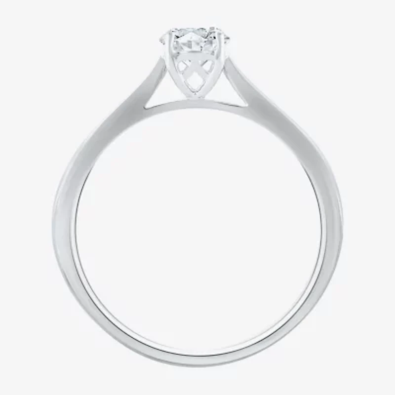 (I-J / I1) Womens 1/2 CT. Lab Grown White Diamond 10K White Gold Round Solitaire Engagement Ring