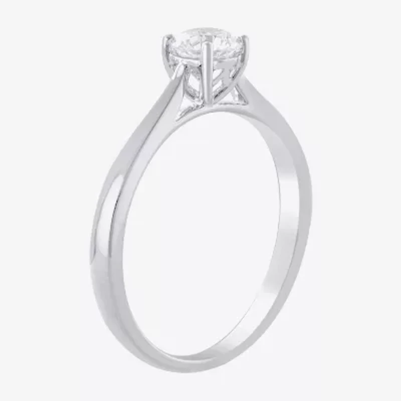 (I-J / I1) Womens 1/2 CT. Lab Grown White Diamond 10K White Gold Round Solitaire Engagement Ring