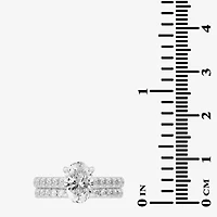 (H-I / SI1-SI2) Signature By Modern Bride Womens 3 CT. T.W. Lab Grown White Diamond 14K Gold Oval Bridal Set