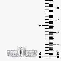 (H-I / SI1-SI2) Signature By Modern Bride Emerald Cut Womens 2 CT. T.W. Lab Grown White Diamond Bridal Set 14K Gold