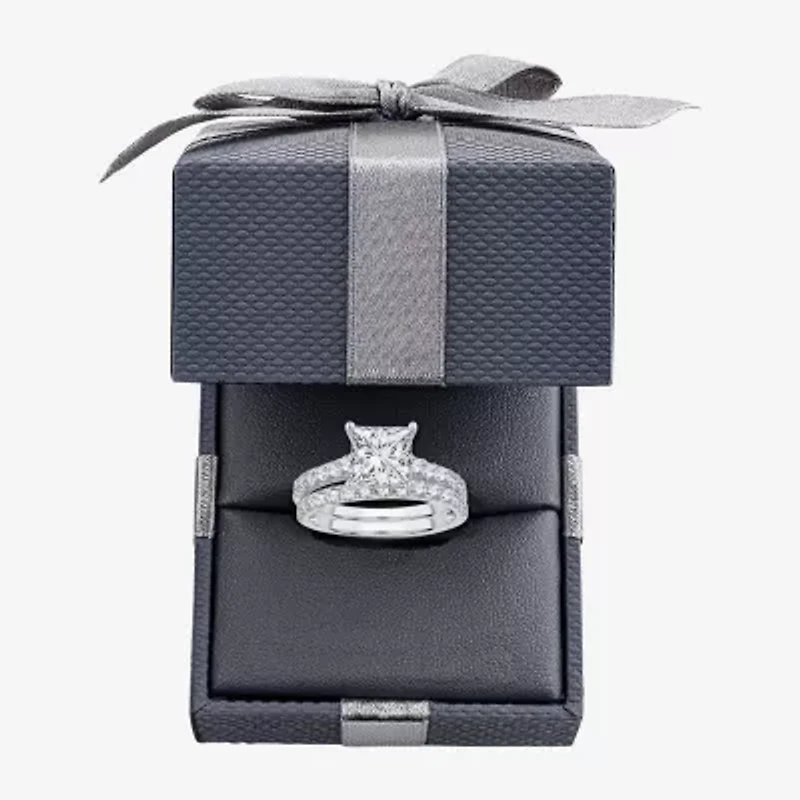(H-I / SI1-SI2) Signature By Modern Bride Womens 2 1/2 CT. TW. Lab Grown White Diamond 14K Gold Princess Bridal Set