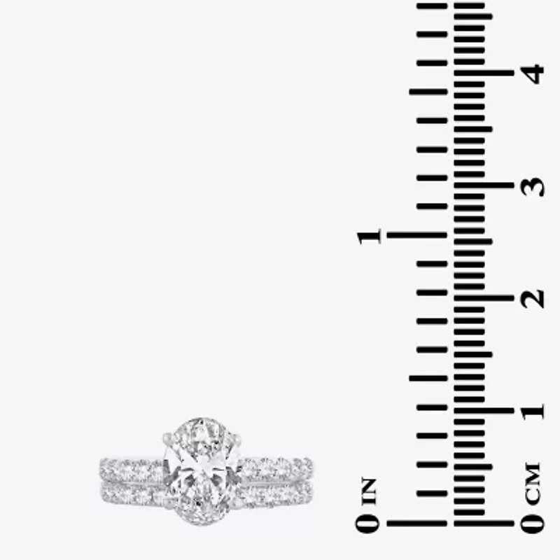 (H-I / SI1-SI2) Signature By Modern Bride Womens 2 1/2 CT. TW. Lab Grown White Diamond 14K Gold Oval Bridal Set