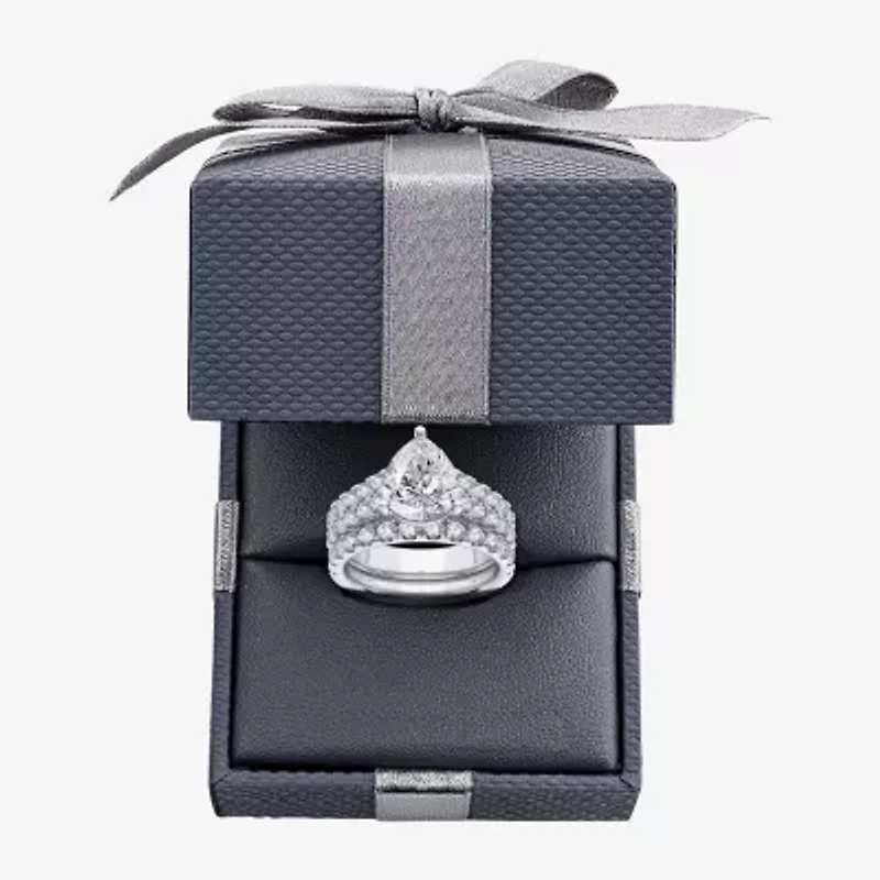 (H-I / SI1-SI2) Signature By Modern Bride Womens 5 CT. T.W. Lab Grown White Diamond 14K Gold Pear Bridal Set