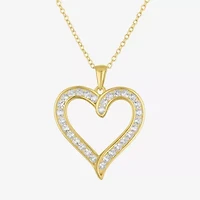 Yes, Please! Womens Lab Created White Sapphire 14K Gold Over Silver Sterling Silver Heart 18 Inch Pendant Necklace