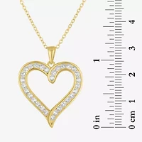 Yes, Please! Womens Lab Created White Sapphire 14K Gold Over Silver Sterling Silver Heart 18 Inch Pendant Necklace