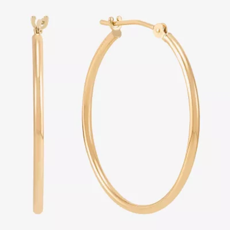 Womens 14K Gold 28mm Round Hoop Earrings