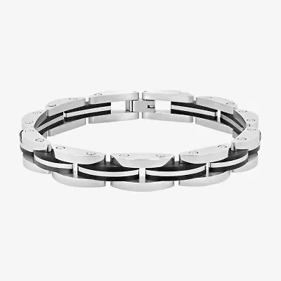 Mens Stainless Steel Solid 8 1/2 Inch Link Bracelet