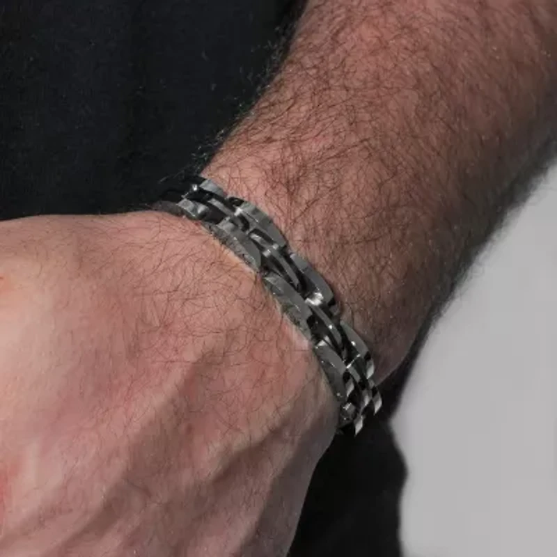 Mens Stainless Steel Solid 8 1/2 Inch Link Bracelet