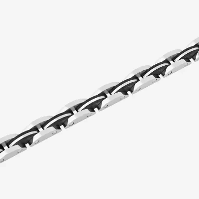 Mens Stainless Steel Solid 8 1/2 Inch Link Bracelet