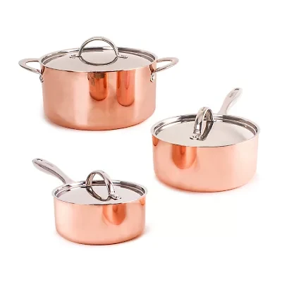 BergHOFF Vintage Tri-Ply Stainless Steel Copper Polished 6-pc. Cookware Set