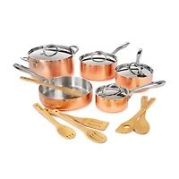 BergHOFF Vintage Tri-Ply Stainless Steel Copper Hammered 15-pc. Cookware Set