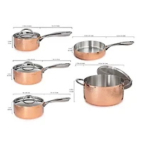 BergHOFF Vintage Tri-Ply Stainless Steel Copper Hammered 15-pc. Cookware Set