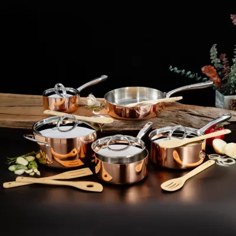 BergHOFF Vintage Tri-Ply Stainless Steel Copper Polished 15-pc. Cookware Set