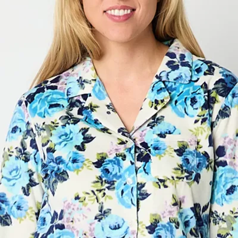 Adonna Womens Fleece Long Sleeve 2-pc. Pajama Sets