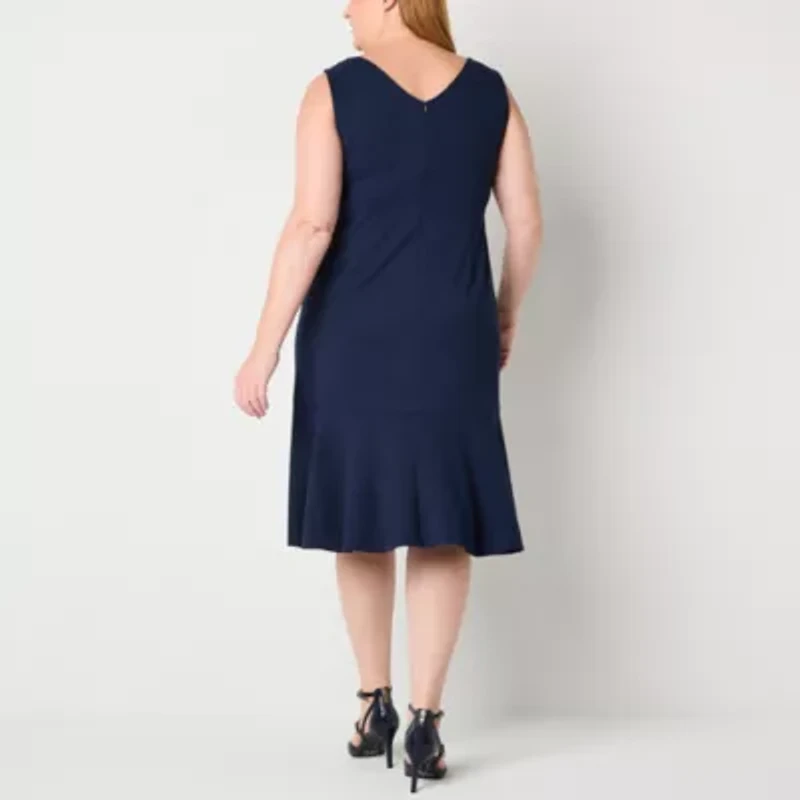 Maya Brooke Womens Plus Windowpane Jacket Dress