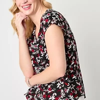 Liz Claiborne Womens V Neck Short Sleeve Tall Blouse