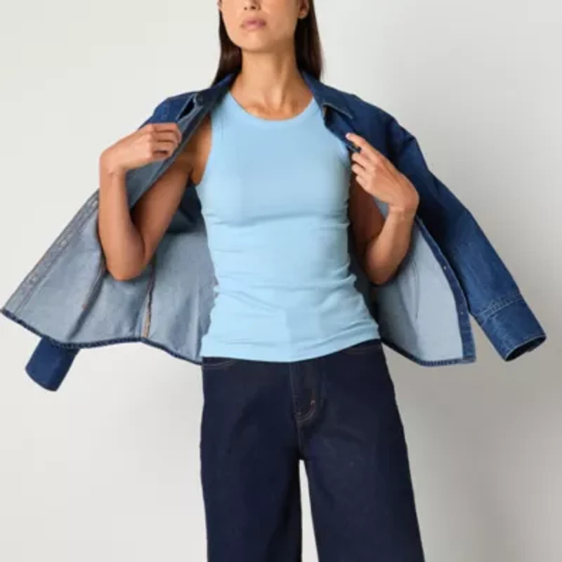 a.n.a Womens Crew Neck Sleeveless Tall Tank Top