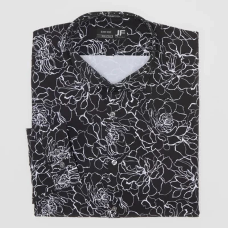 J. Ferrar Mens Big & Tall Regular Fit Easy Care Stretch Fabric Long Sleeve Dress Shirt