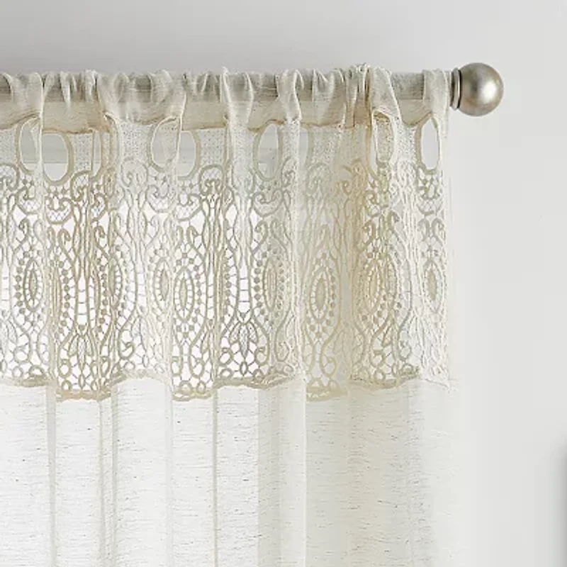 Martha Stewart Piece Macrame Rod Pocket Embellished Light-Filtering Set of 2 Curtain Panel