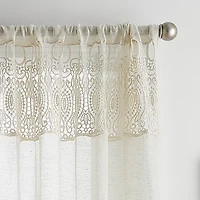 Martha Stewart Piece Macrame Rod Pocket Embellished Light-Filtering Set of 2 Curtain Panel
