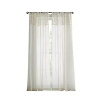 Martha Stewart Piece Macrame Rod Pocket Embellished Light-Filtering Set of 2 Curtain Panel