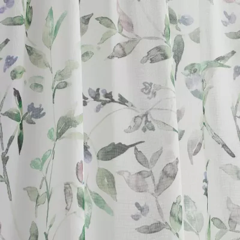 Martha Stewart Kensington Garden Print Rod Pocket Light-Filtering Set of 2 Curtain Panel